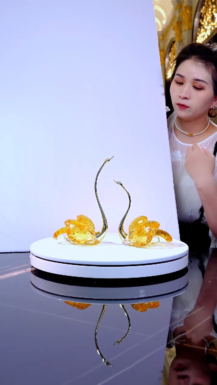 摆件琉璃YB00693天鹅摆件一组
