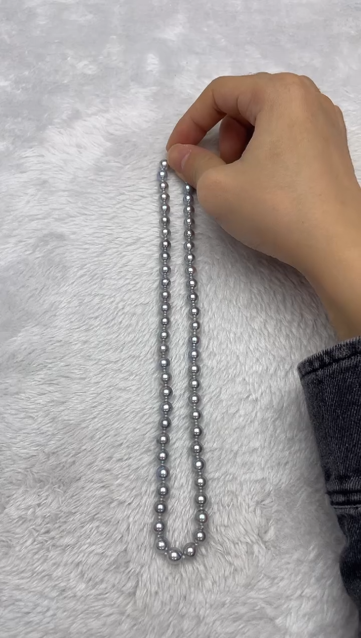 项链银S925镶嵌海水珍珠AK真多麻6.5-7mm