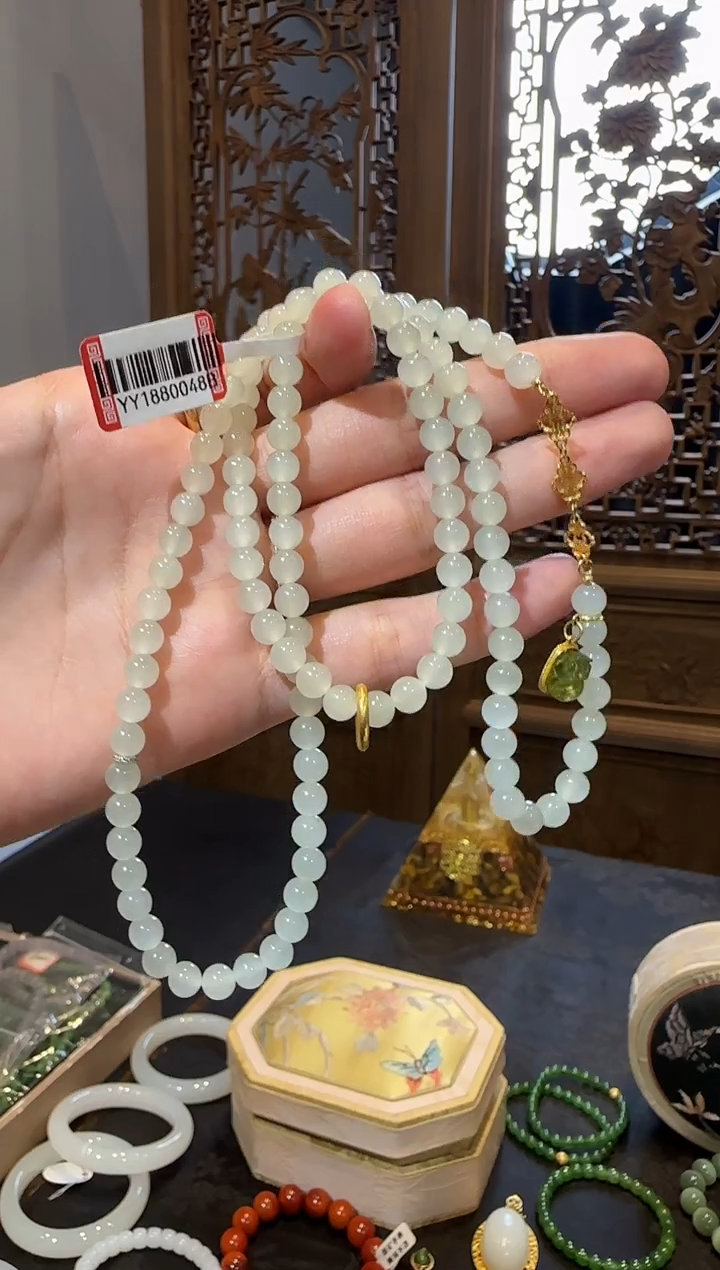 【闪购商品】和田玉手串18K金镶嵌1