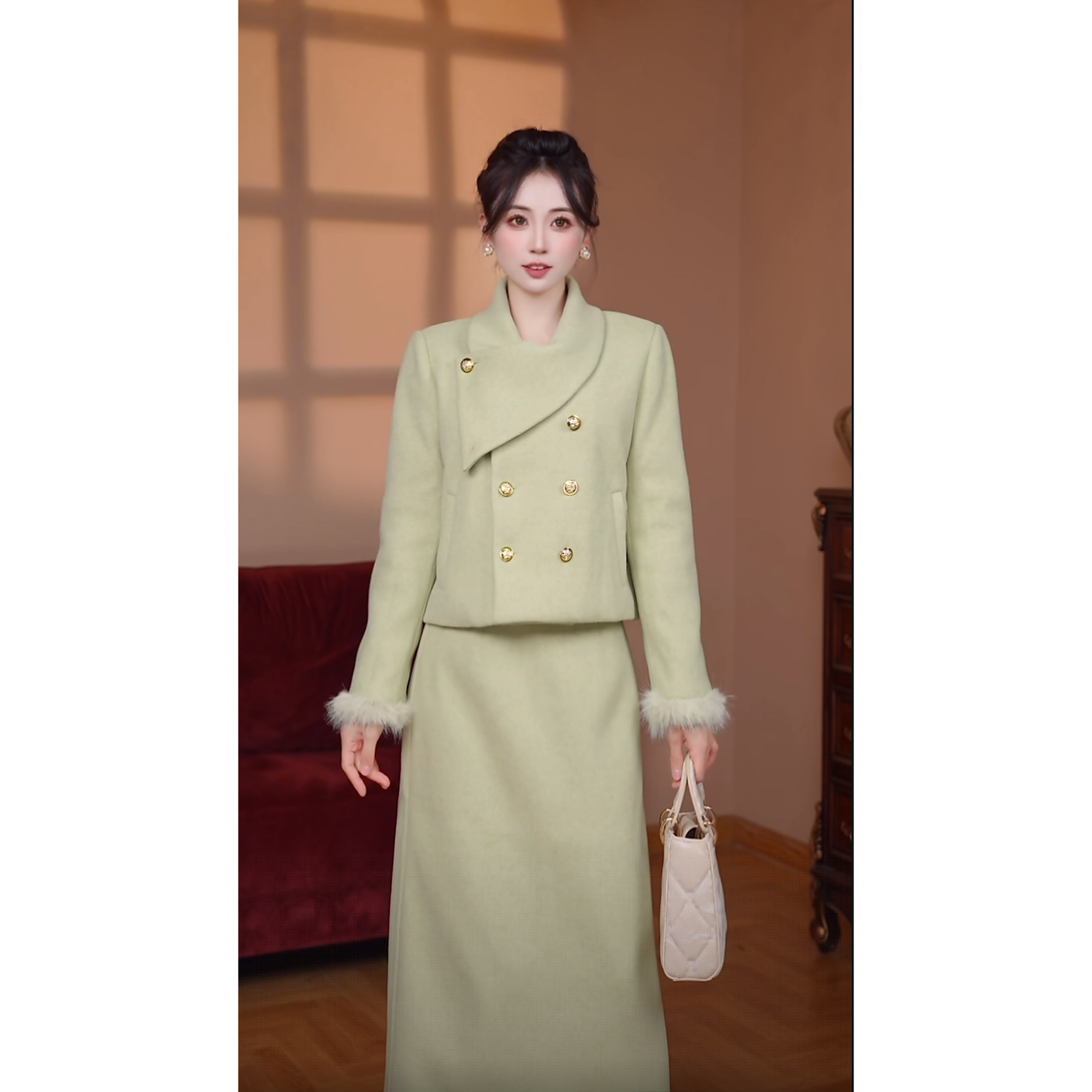 【瑞瑞定制专属】绿【加绒加厚两件套】冬季一整套爆款独特套装D4132