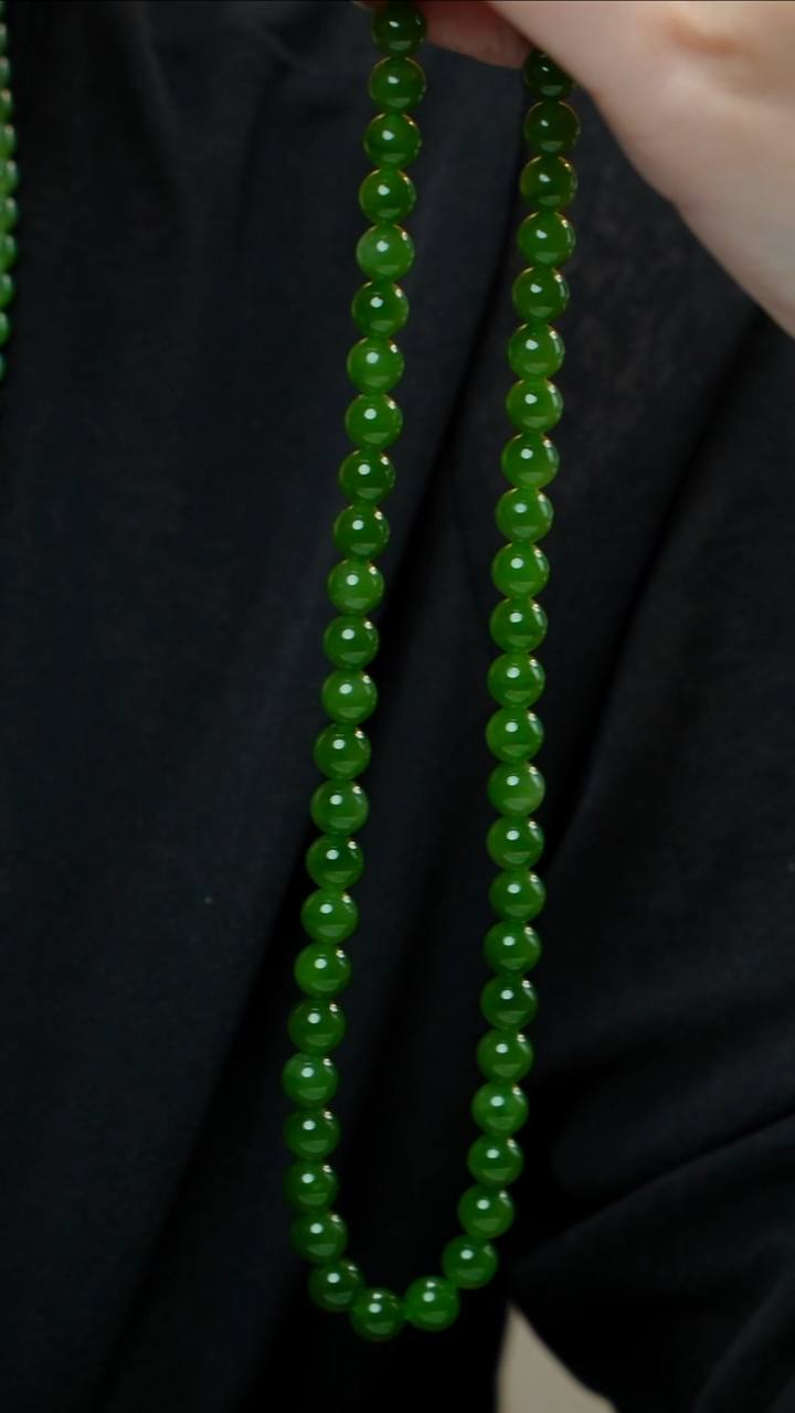和田玉（碧玉）未镶嵌项链碧玉项链7-8mm 多样性发其一