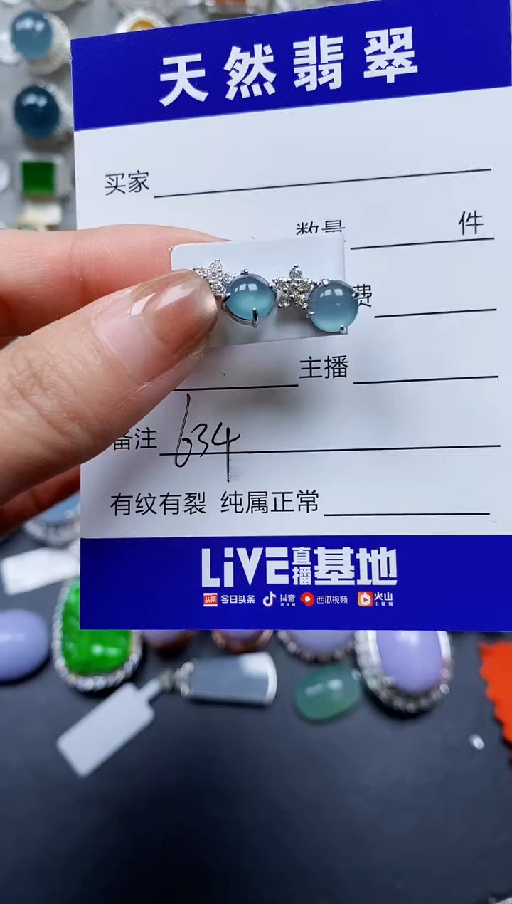 【闪购商品】翡翠耳饰银S925镶嵌0634
