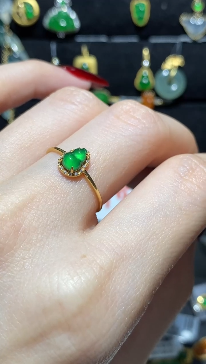 【闪购商品】翡翠戒指18K金镶嵌戒指