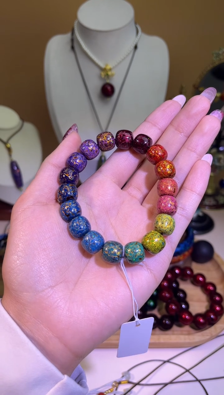 榕城大漆变彩多宝手手串1.0*18颗