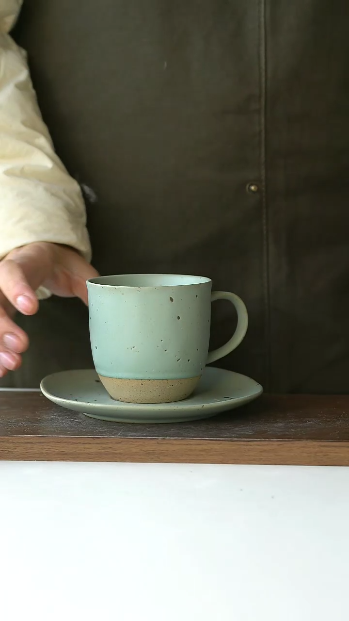 【闪购商品】陶瓷出澳洲粗陶沙釉咖啡杯碟@4-2@