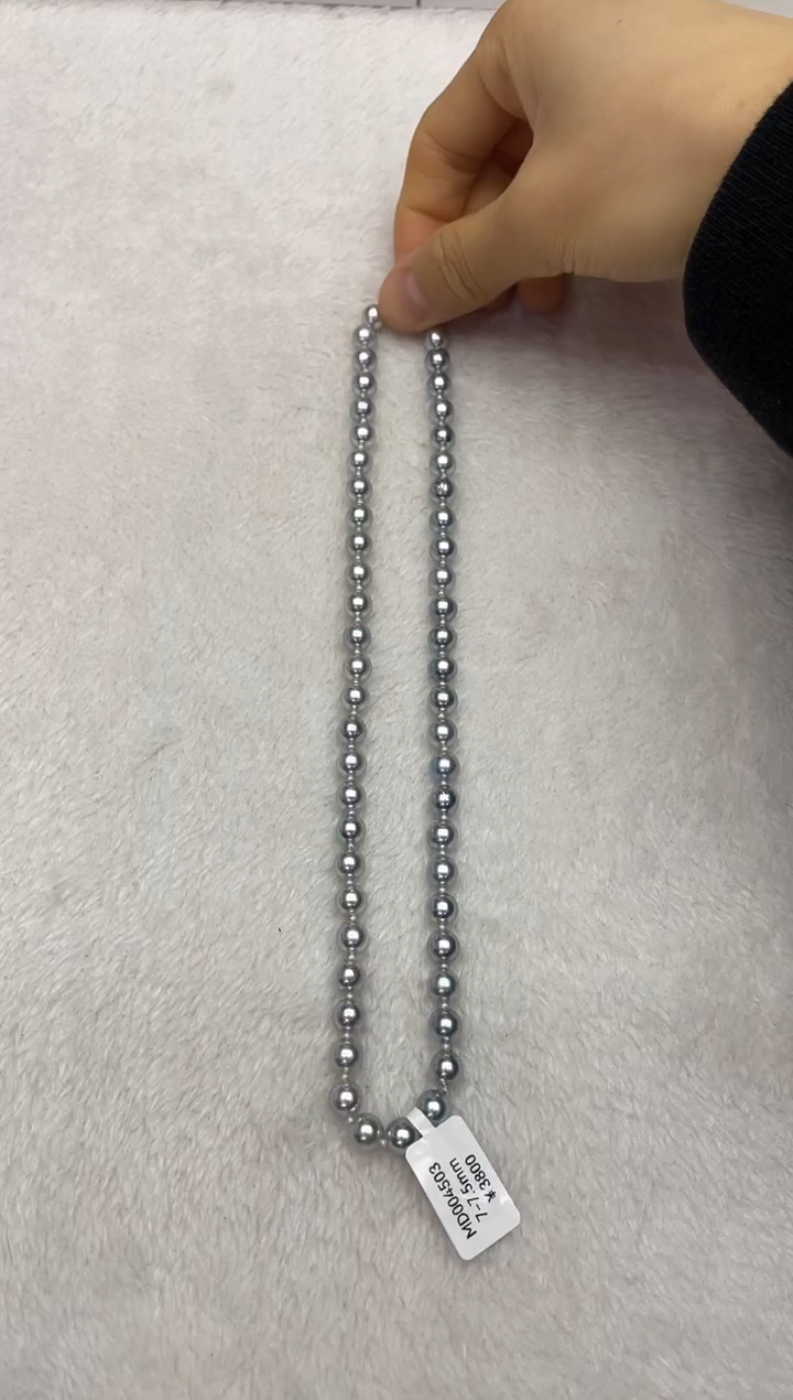 海水珍珠银S925镶嵌项链AK真多麻7-7.5mm（多样性发一）