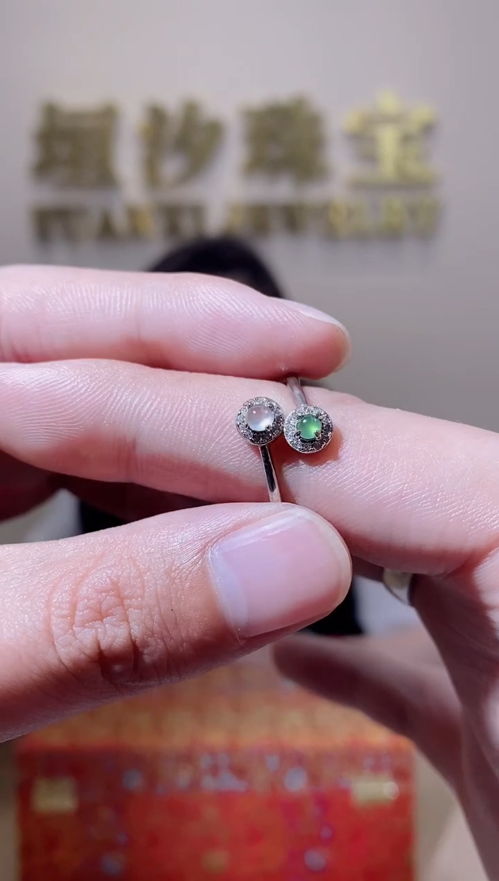 【闪购商品】翡翠戒指银S925镶嵌天然A货翡翠