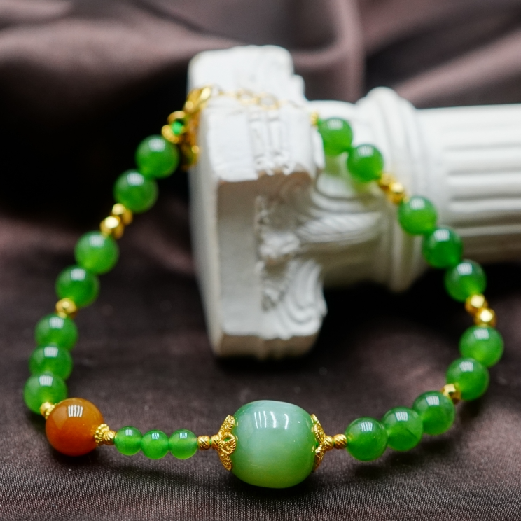 S925和田玉碧玉手链6+ A052002