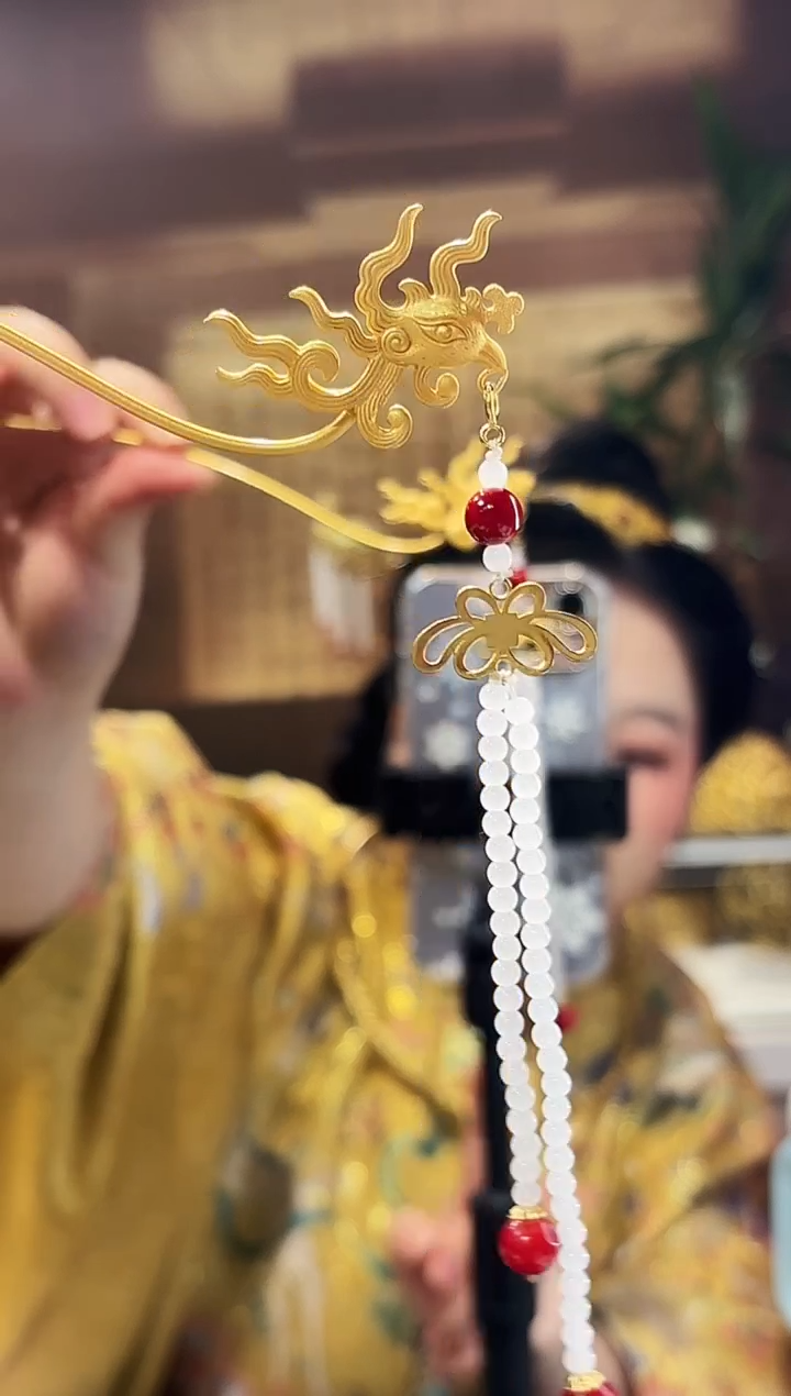 无925银凤首流苏簪/件