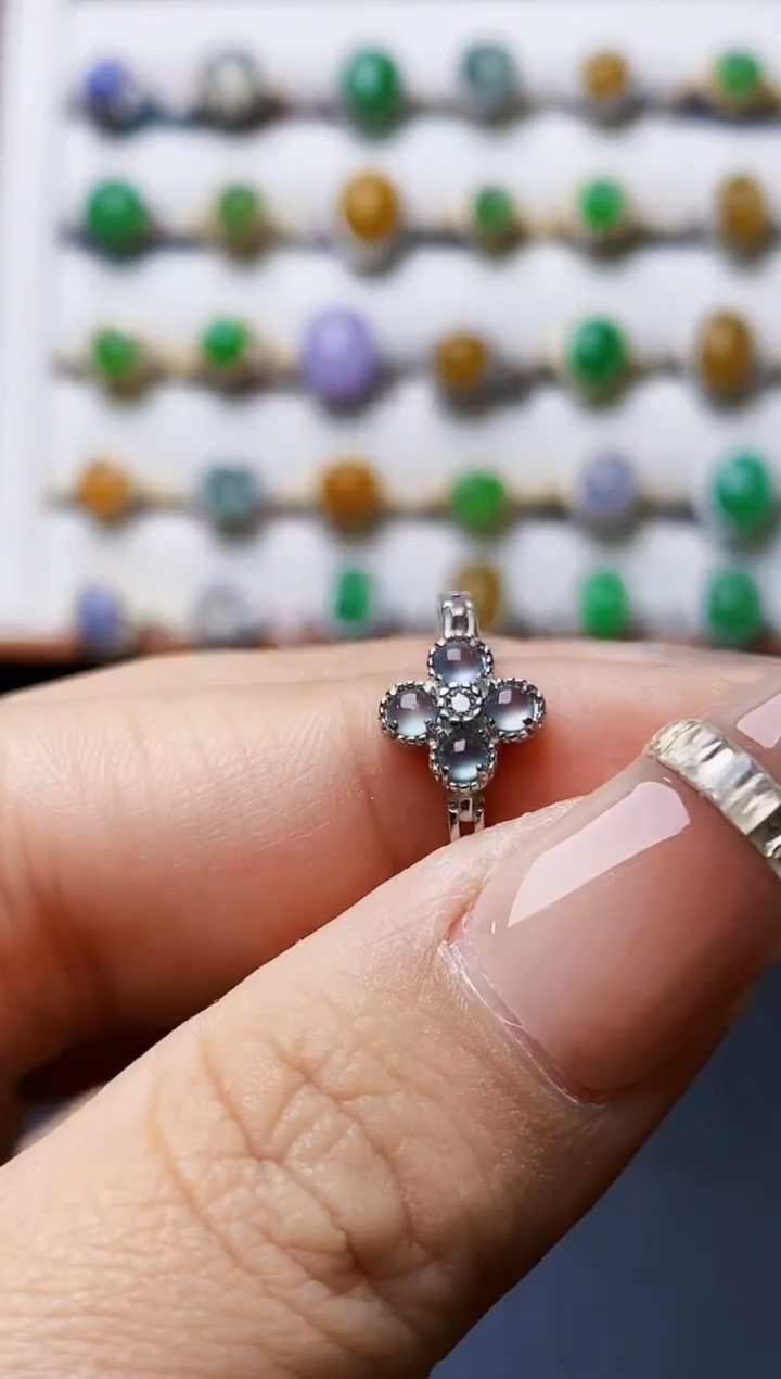 银S925镶嵌戒指翡翠4466