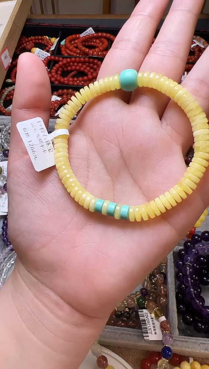 手串蜜蜡未镶嵌蜜蜡药片单圈手串