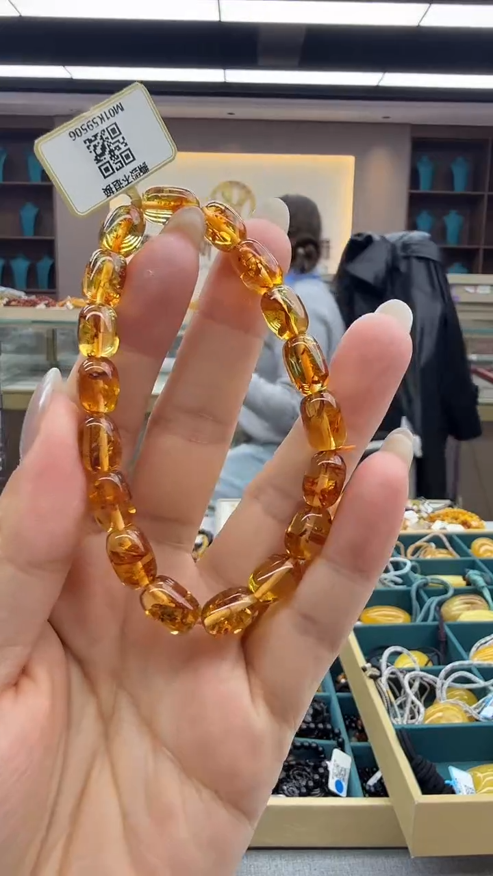 手链琥珀未镶嵌3秒拍号 假一罚三 