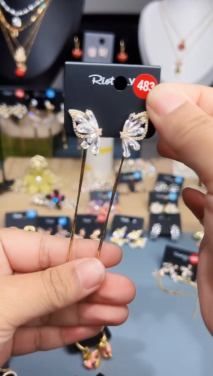 纯铜925银锆石理理锆石流苏蝴蝶