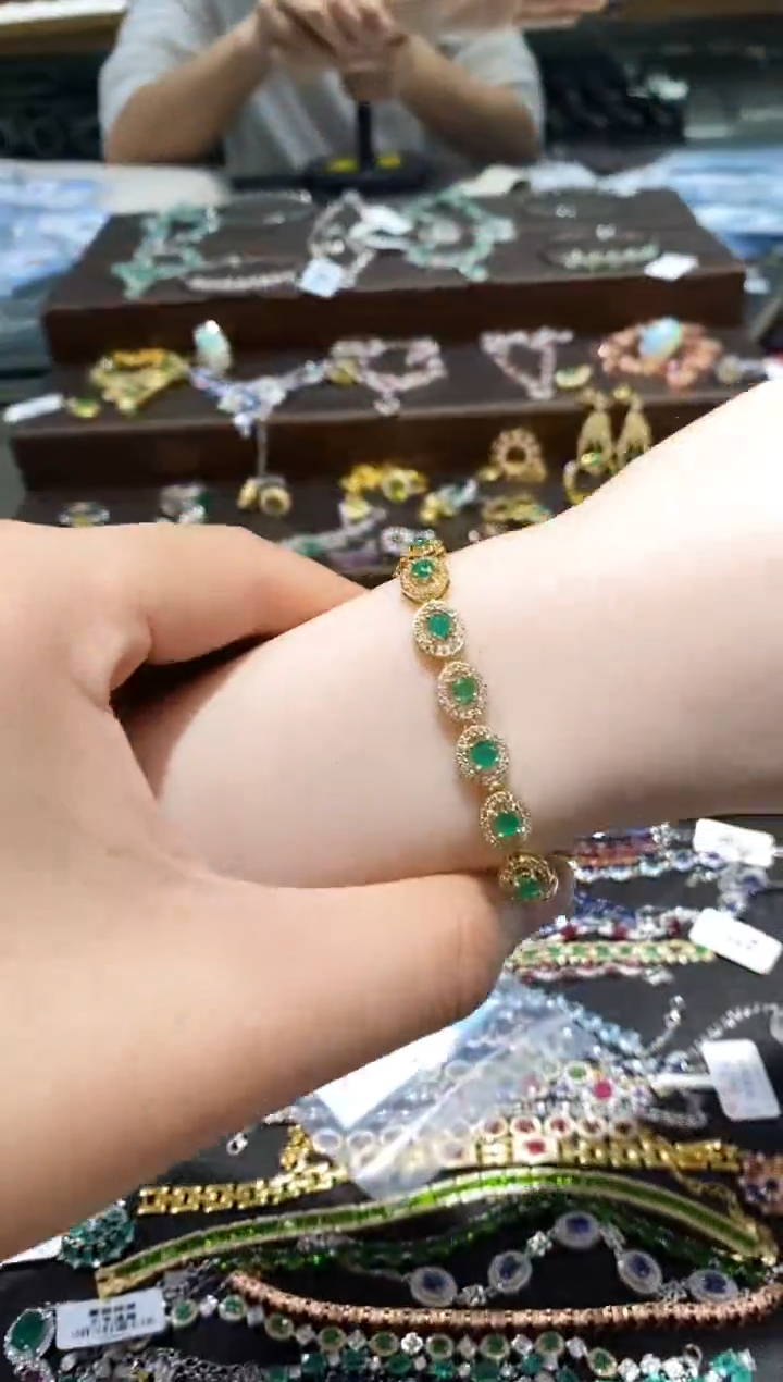 【闪购商品】祖母绿手链银S925镶嵌手链