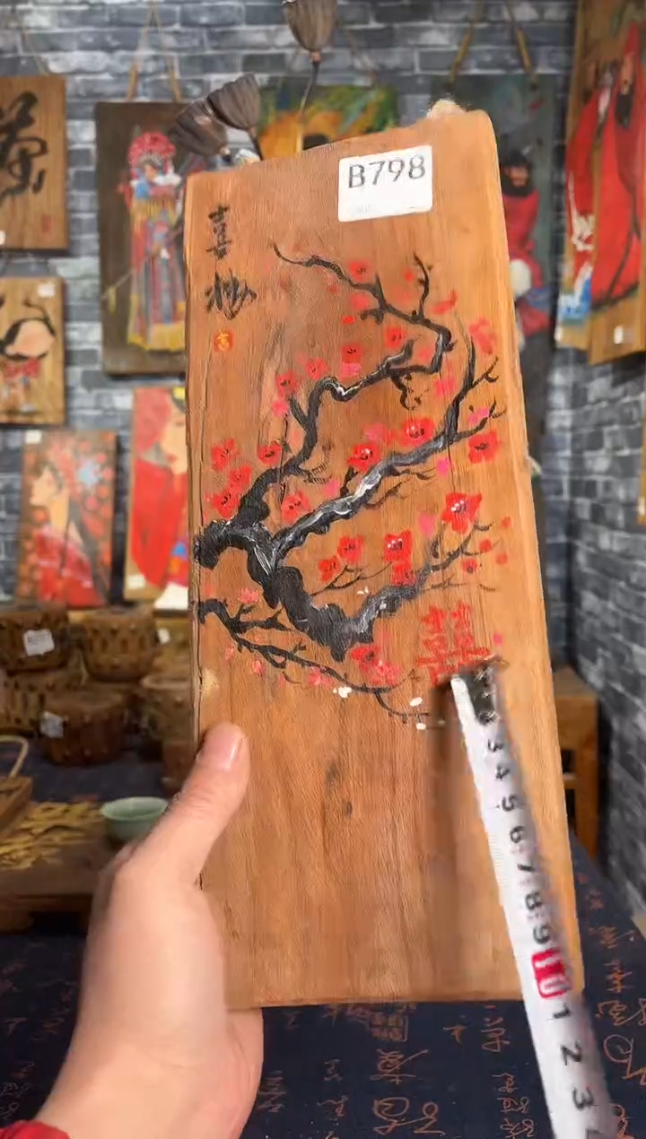 风化老门板丙烯画