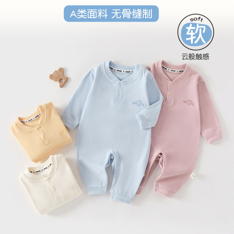 【新款】2025年新款春秋德绒套头打底连体哈衣宝宝爬服