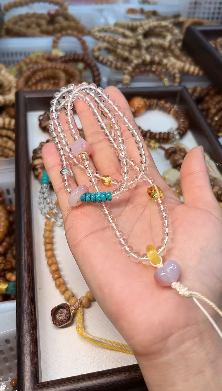 未镶嵌手串水晶卡6mm108颗设计款 脖挂