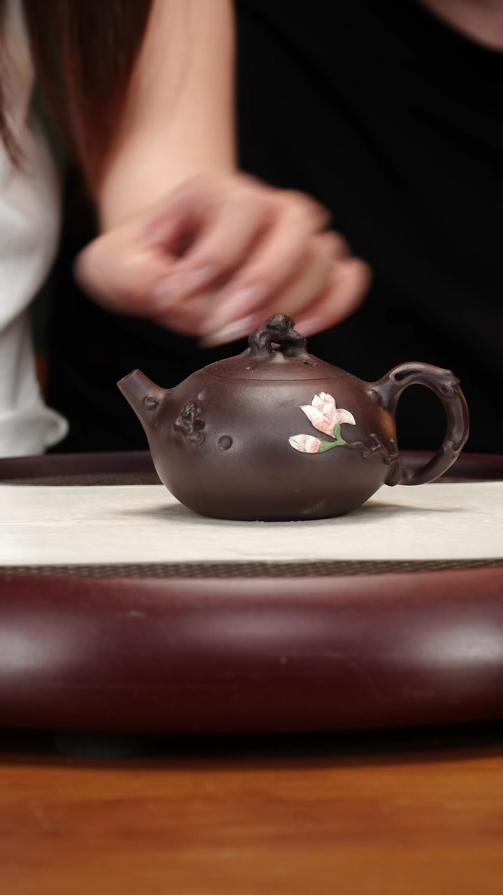 茶壶紫砂111GSB玉兰壶老紫泥160cc