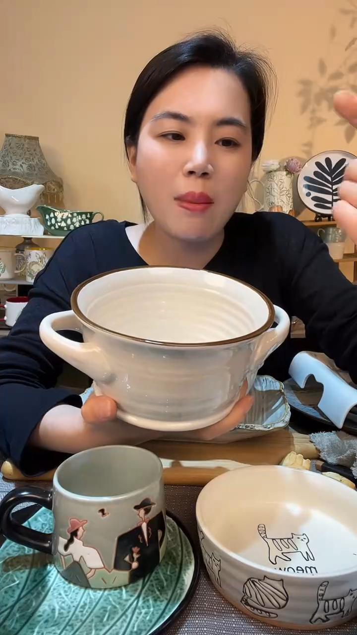 瓷片瑕疵款 6英寸双耳碗 介意勿拍