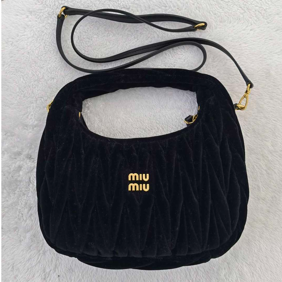 95新  MIU MIU/缪缪黑色手拎斜挎包小号 单肩女包 13424254