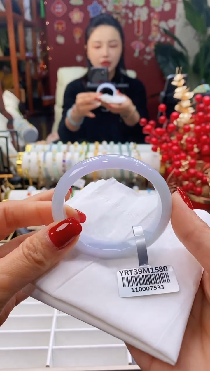 【闪购商品】翡翠手镯未镶嵌30蓝紫5152正/12.8*6.7贵妃