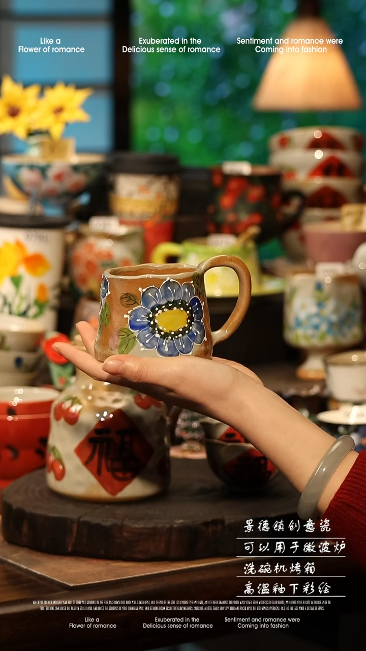 陶瓷景德镇高温釉下彩手工手绘款式