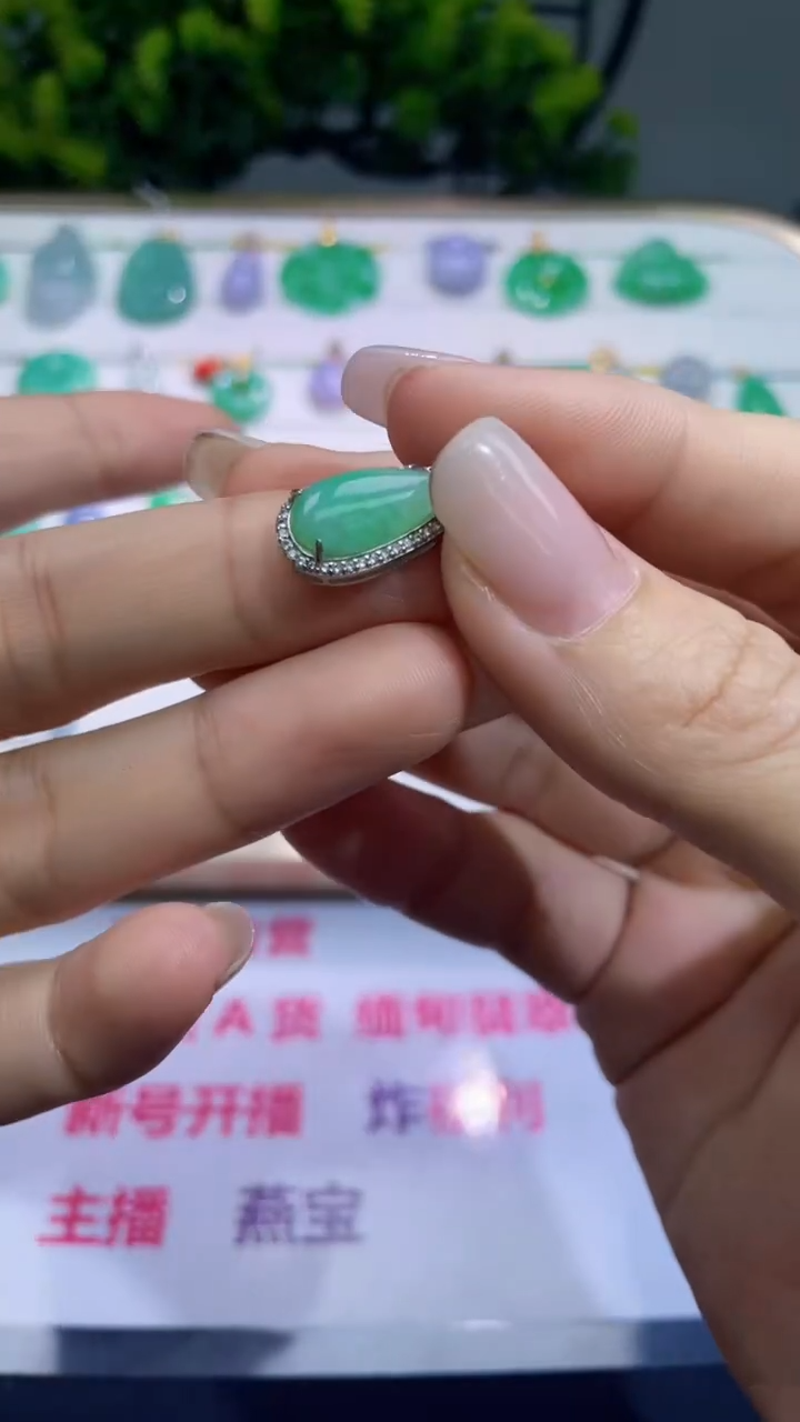 翡翠银S925镶嵌颈饰天然A货缅甸翡翠镶嵌