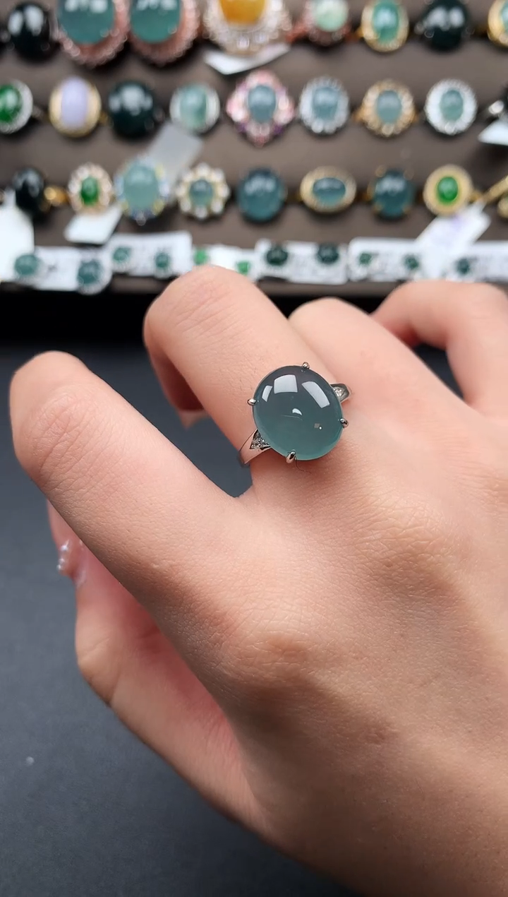 【闪购商品】翡翠戒指银S925镶嵌52141