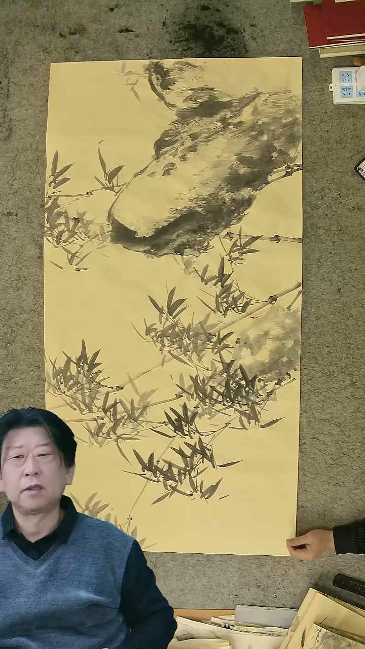 国画四尺整张 横幅 墨竹  69*138cm 