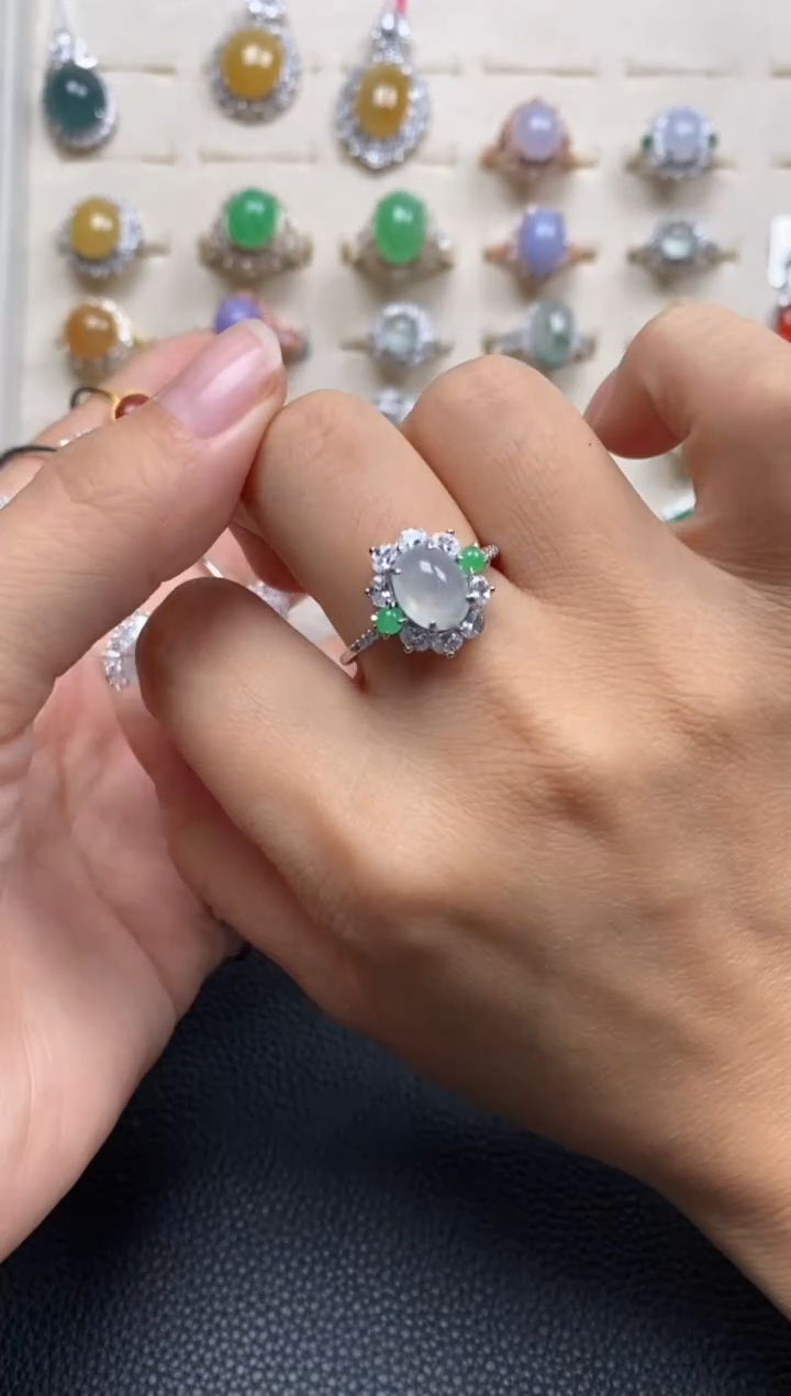 【闪购商品】翡翠戒指银S925镶嵌1111