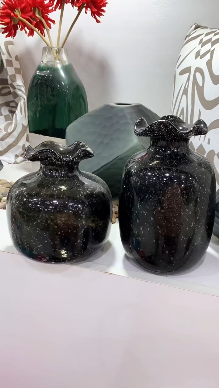 慕忆家手作琉璃花瓶一对