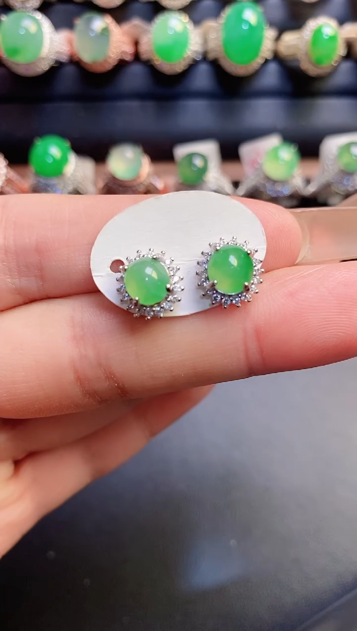 银S925镶嵌戒指翡翠天然