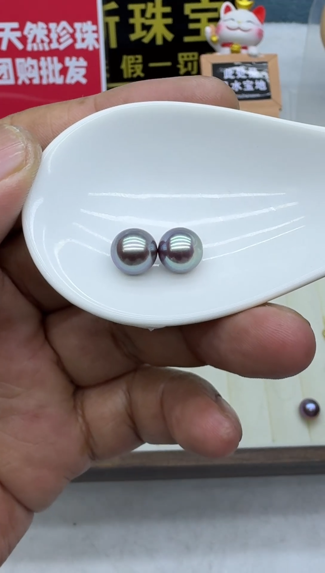 银S925镶嵌裸珠淡水珍珠痰*耳钉拍数量2