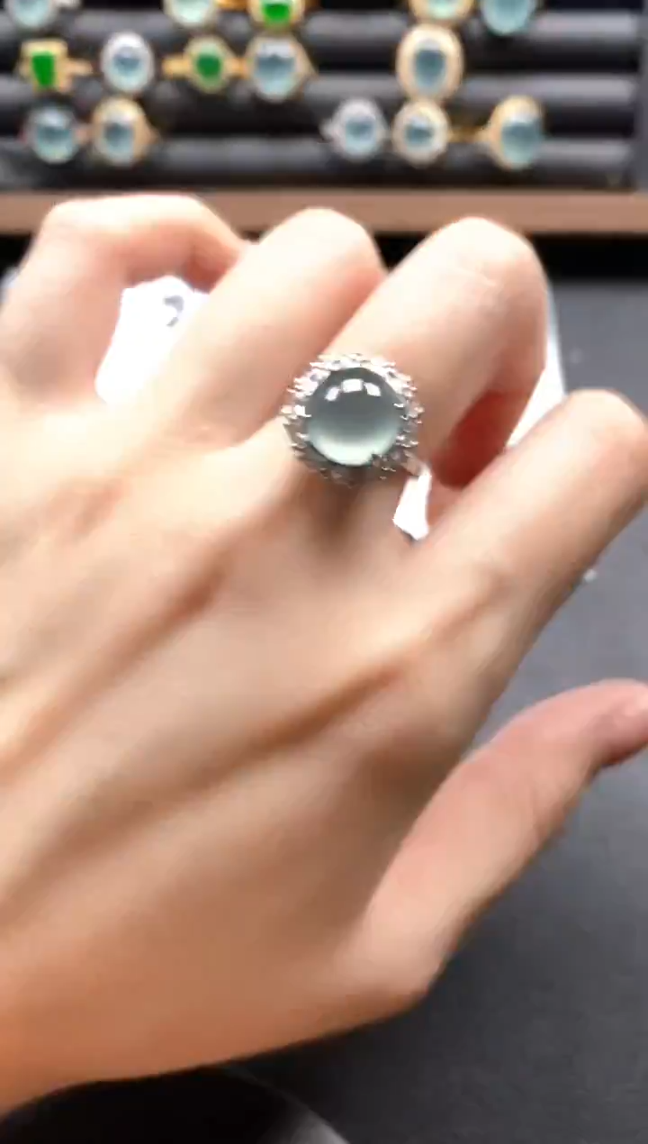 银S925镶嵌戒指翡翠51511