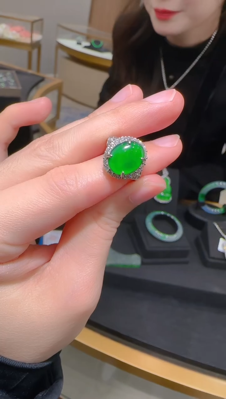 【闪购商品】翡翠戒指银S925镶嵌天然翡翠A货多样性发一件