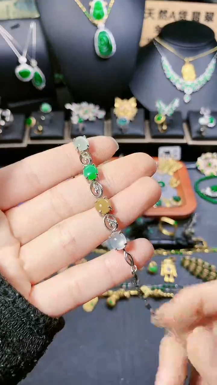 【闪购商品】翡翠手链银S925镶嵌手链
