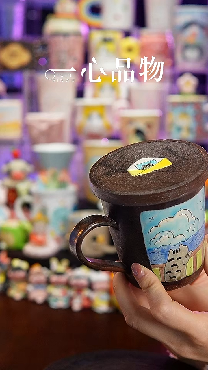 杯子瓷S19景德镇手工手绘杯子摆件