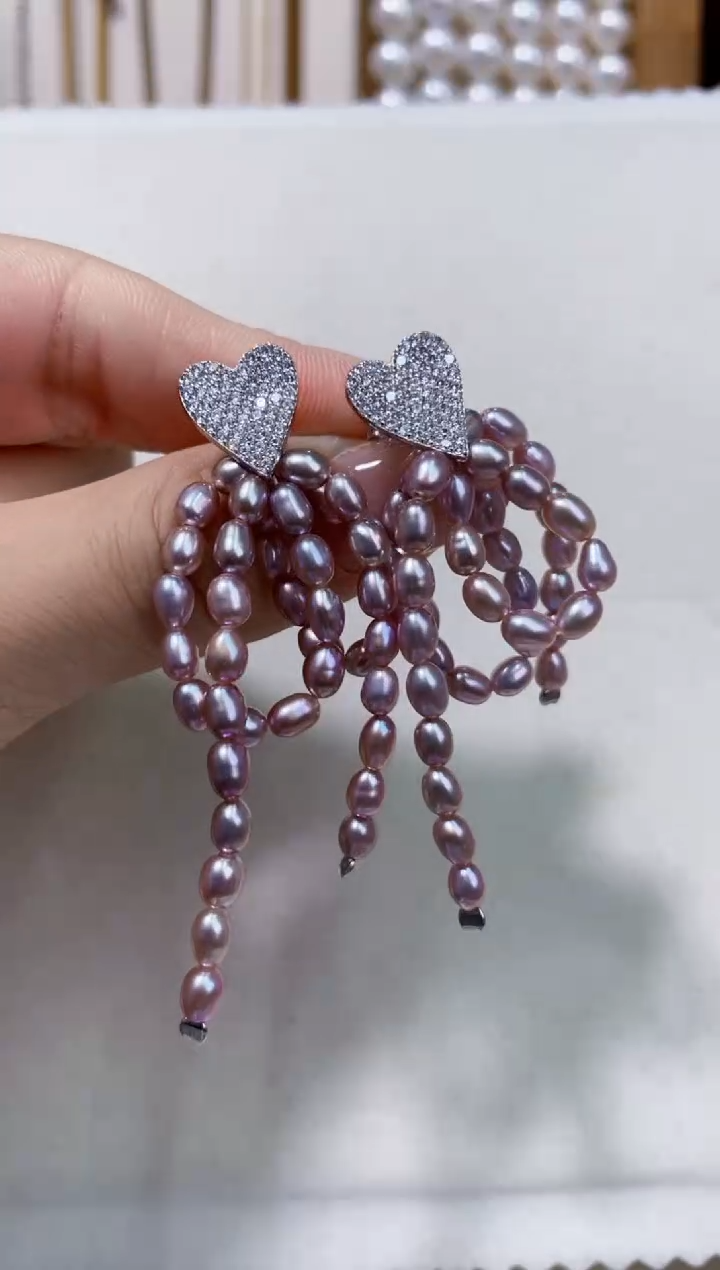 银S925镶嵌耳饰淡水珍珠耳钉