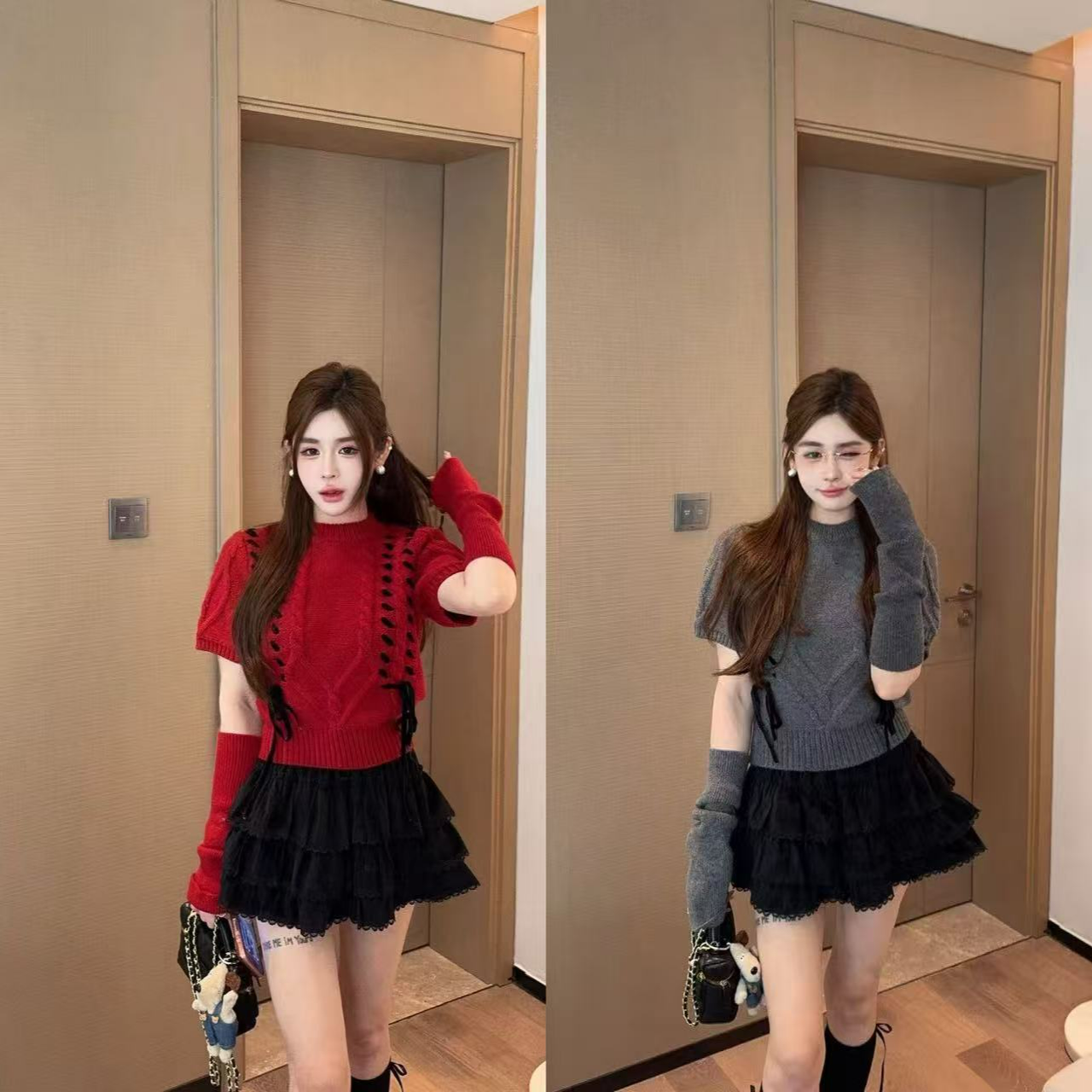 米娜家【恋爱卡牌】 泡菜订制设计感袖套毛衣