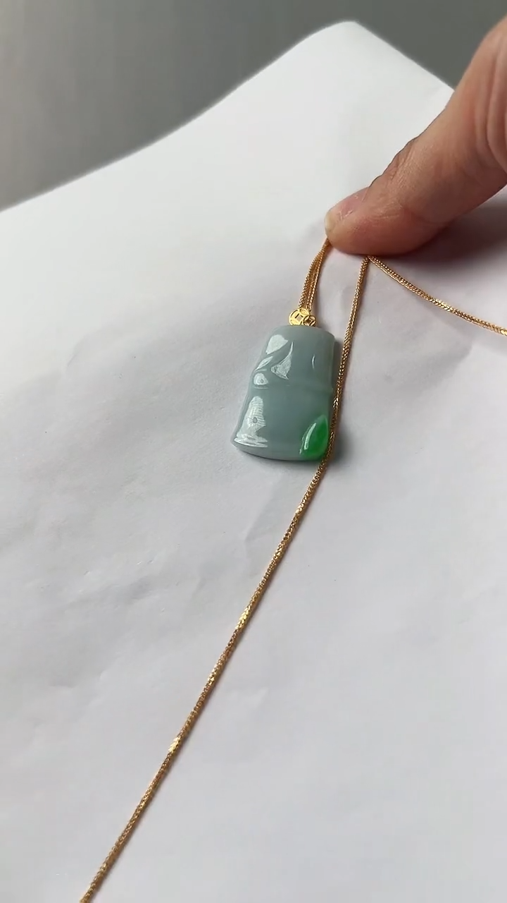 【闪购商品】翡翠颈饰18K金镶嵌竹节