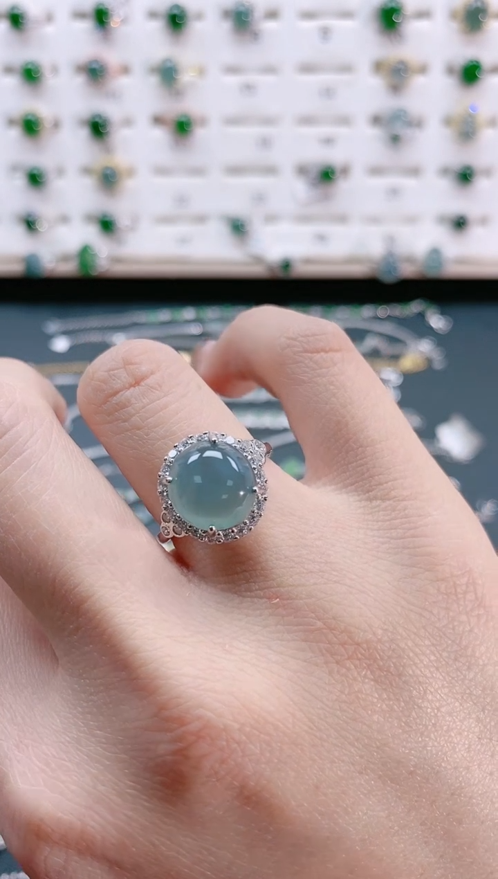 【闪购商品】翡翠戒指银S925镶嵌天然翡翠