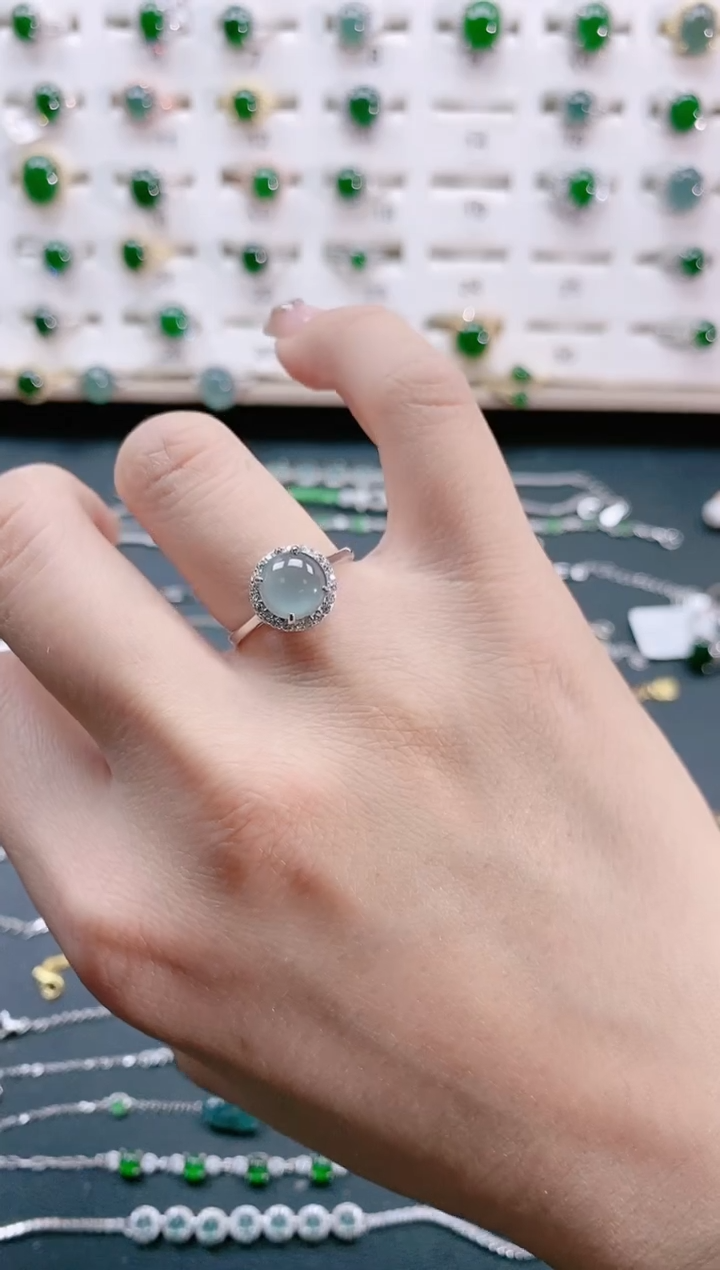 【闪购商品】翡翠戒指银S925镶嵌天然翡翠