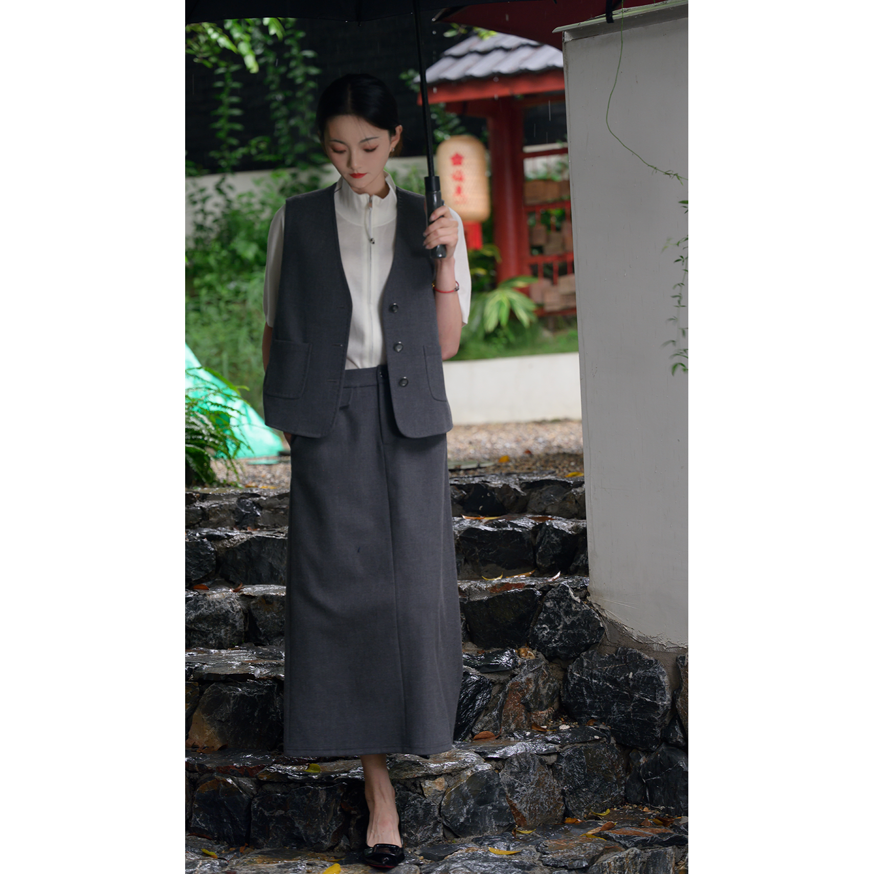 半裙女2025梦里人新款通勤时尚气质简约百搭过膝长裙2508-5220