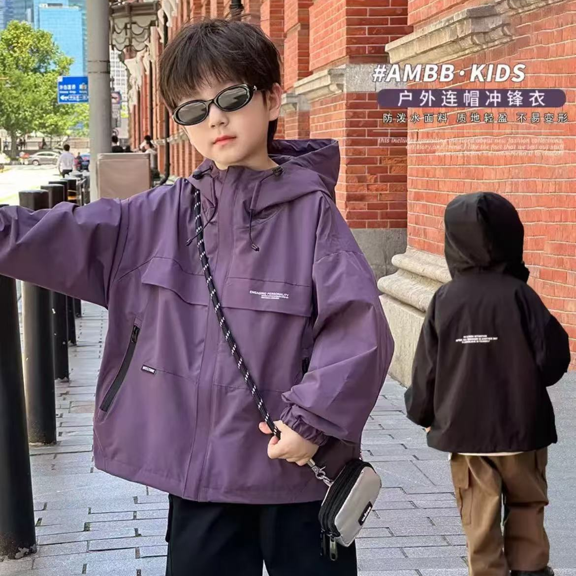 【三防冲锋衣】秋季新品男女童亲子装透气韩版防水免洗韩版连帽