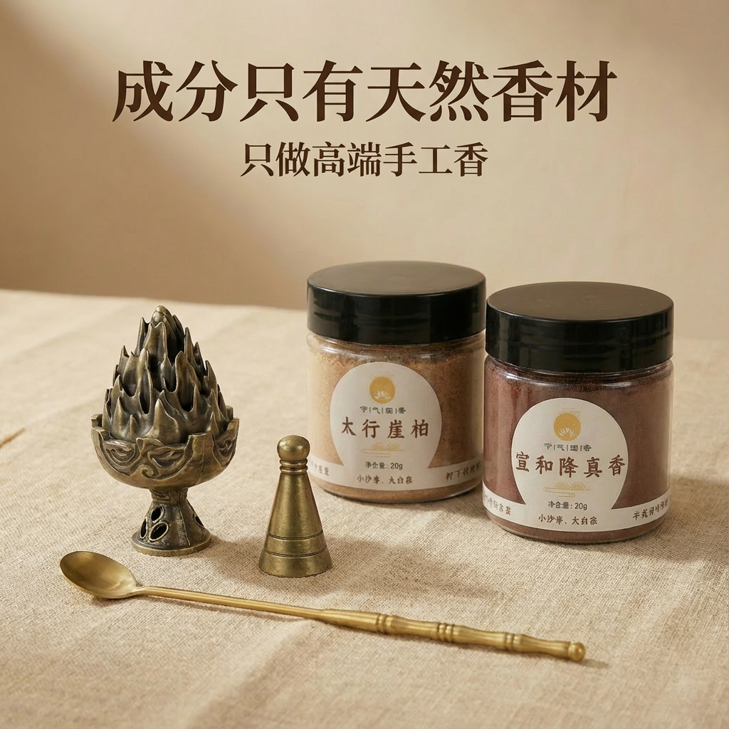 中式合香粉三七粉香薰倒流香家用卧室室内熏香香道香炉崖柏香薰炉