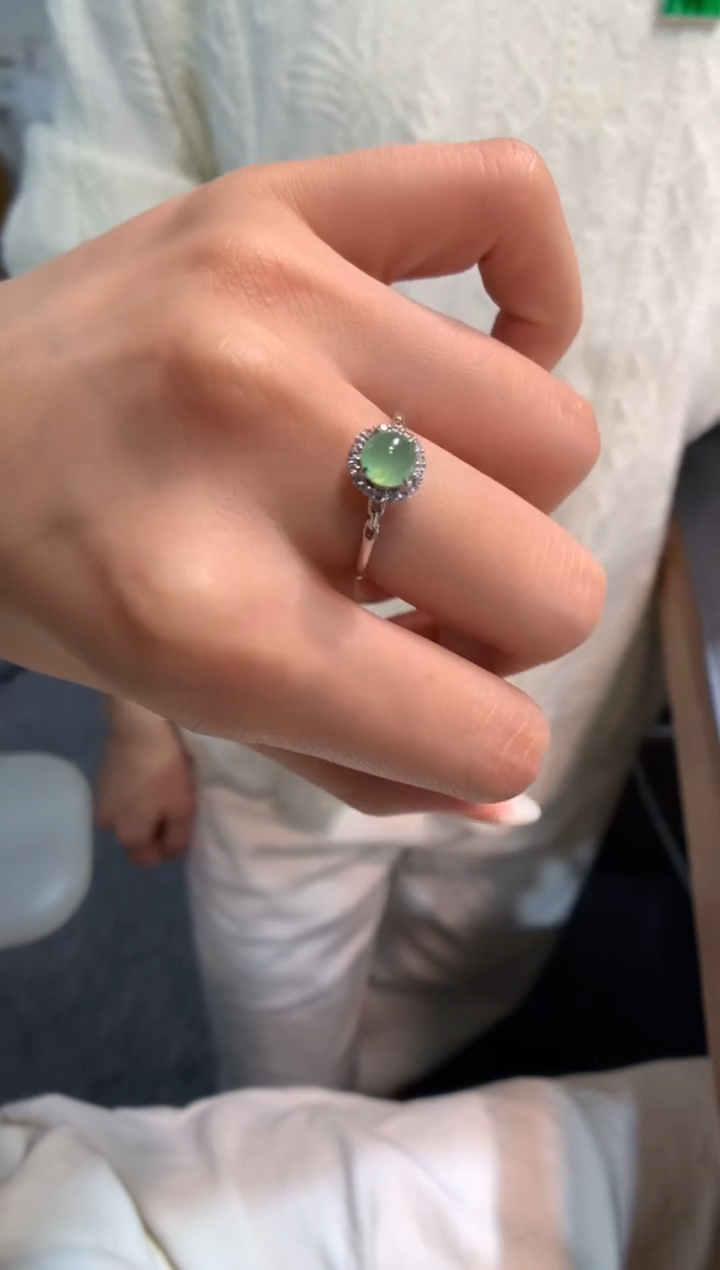 银S925镶嵌戒指翡翠戒指