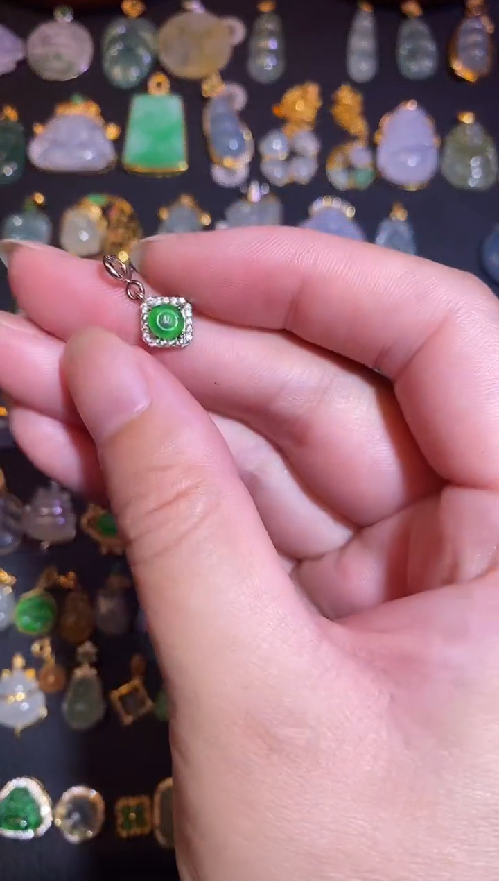 翡翠银S925镶嵌颈饰天然A货翡翠