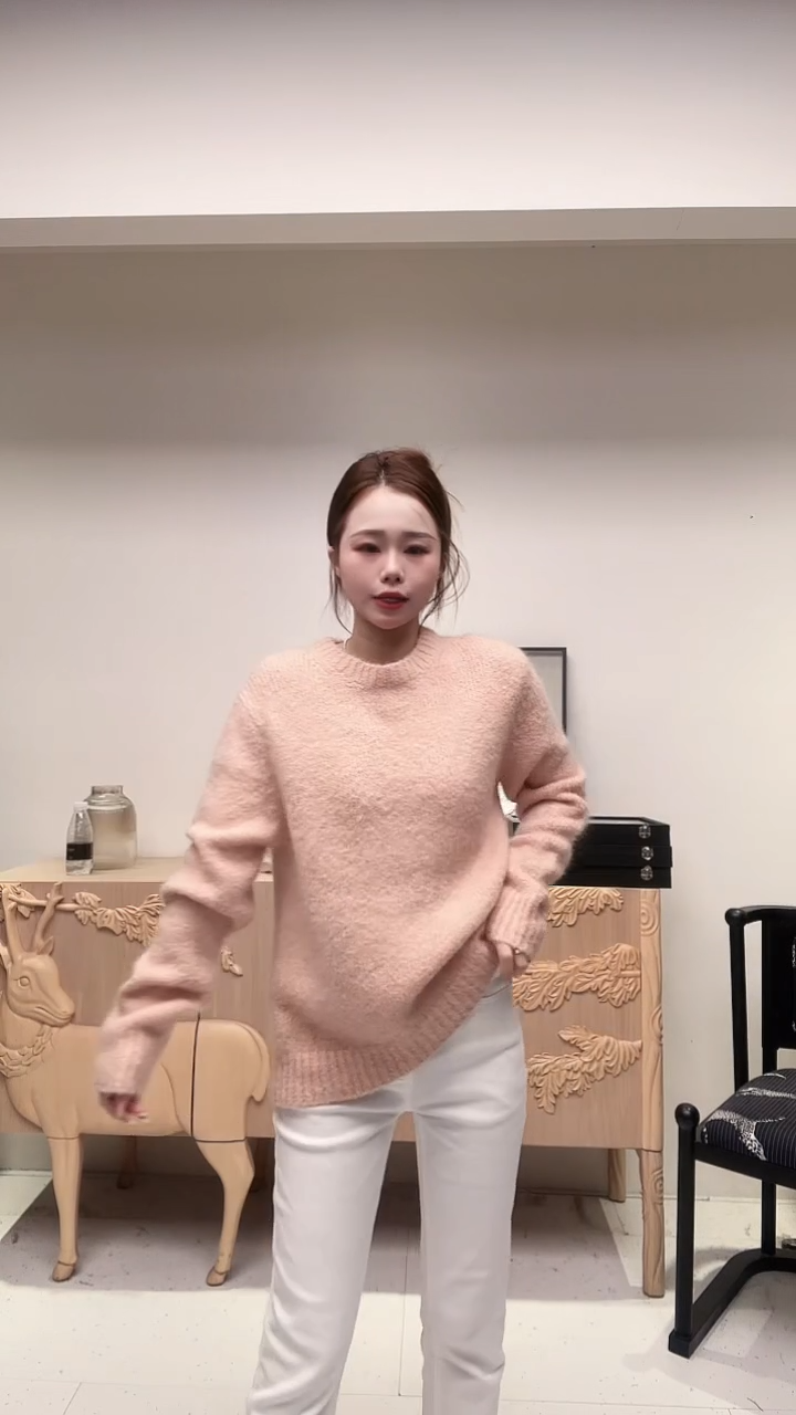 粉色拉毛羊毛混纺