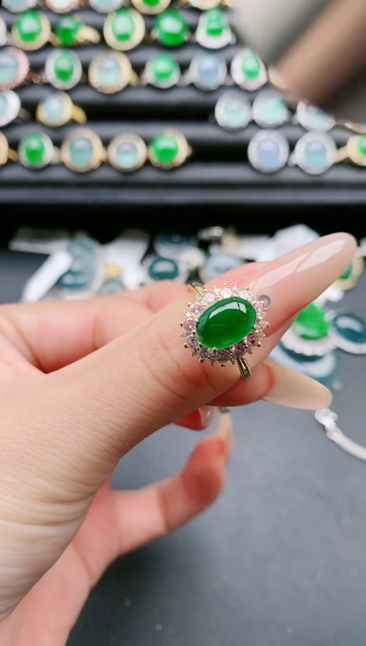 【闪购商品】翡翠戒指银S925镶嵌11111