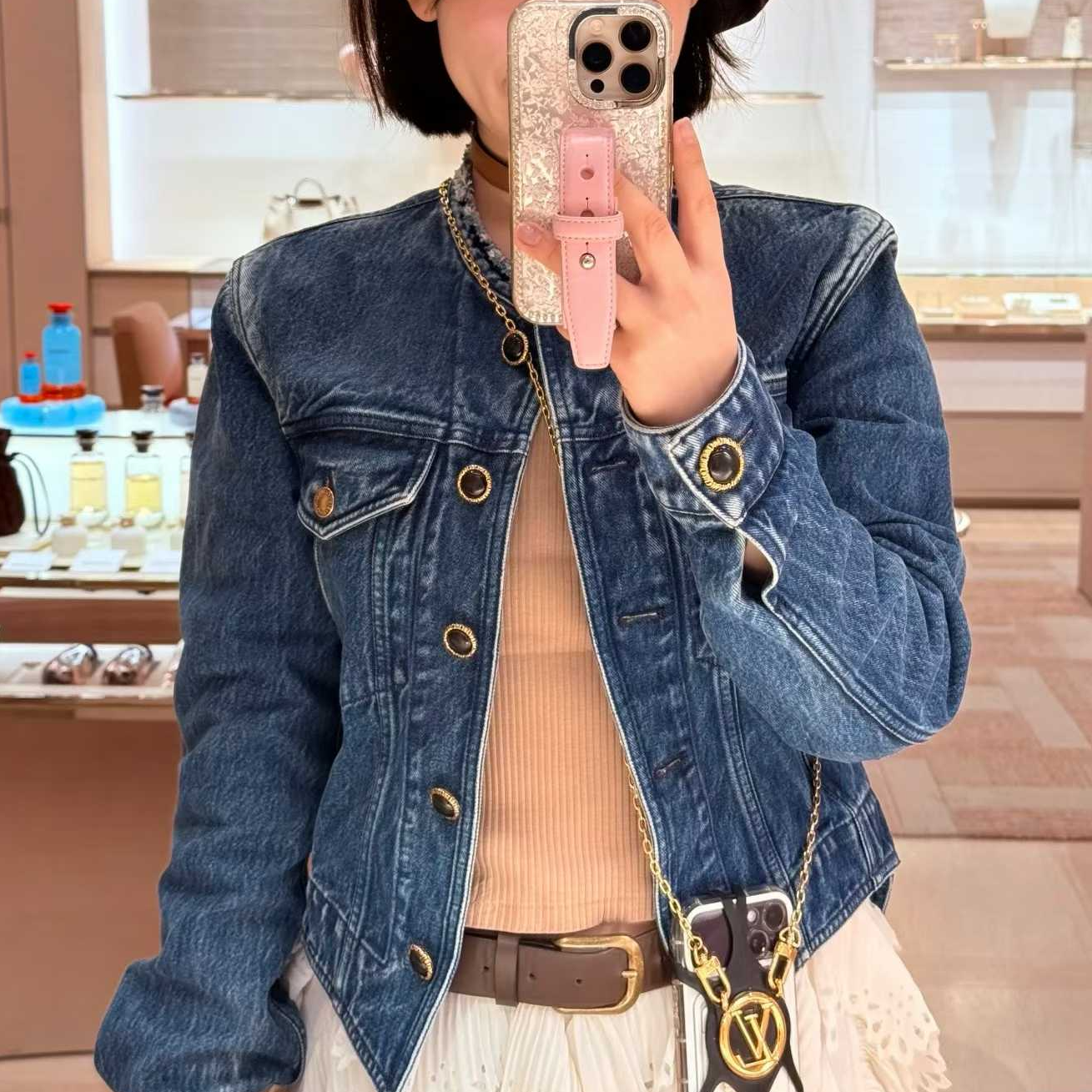 99新 LouisVuitton/路易威登 40码不规则下摆蓝色牛仔丹宁外套